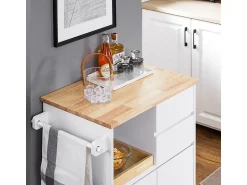 Sobuy armário de cozinha, carrinho de cozinha, carrinho de cozinha com rodas FKW123-WN Branco