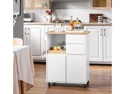 Sobuy armário de cozinha, carrinho de cozinha, carrinho de cozinha com rodas FKW123-WN Branco