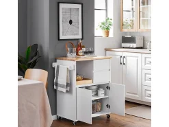 Sobuy armário de cozinha, carrinho de cozinha, carrinho de cozinha com rodas FKW123-WN Branco
