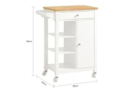 Móvel De Arrumação*Sobuy armário de cozinha, carrinho de cozinha, carrinho de cozinha com rodas FKW46-WN Branco