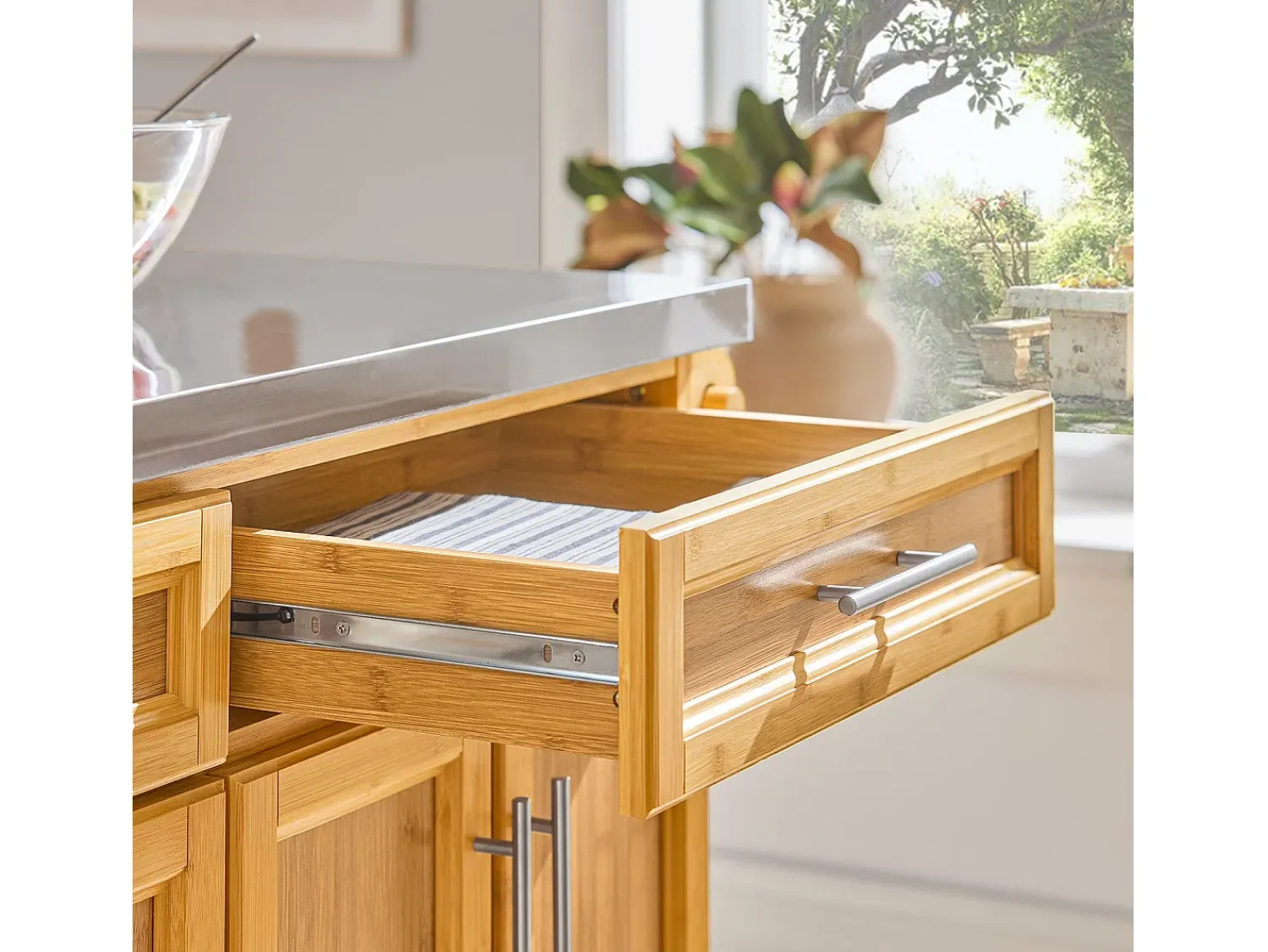 New Sobuy armário de cozinha, carrinho de cozinha, carrinho de cozinha com rodas FKW69-N Natural claro