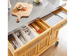 New Sobuy armário de cozinha, carrinho de cozinha, carrinho de cozinha com rodas FKW69-N Natural claro
