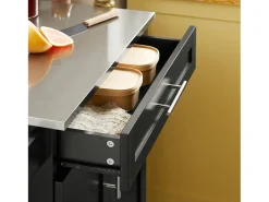 New Sobuy armário de cozinha, carrinho de cozinha, carrinho de cozinha com rodas FKW110-SCH Preto