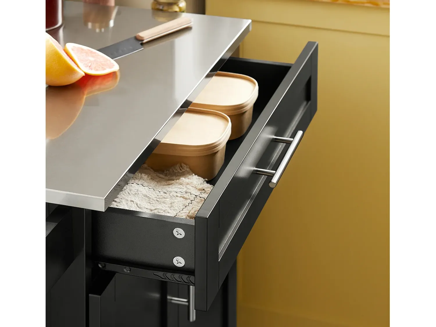 New Sobuy armário de cozinha, carrinho de cozinha, carrinho de cozinha com rodas FKW110-SCH Preto