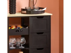 Móvel De Arrumação|Sobuy armário de cozinha, carrinho de cozinha, carrinho de cozinha com rodas FKW79-SCH Preto