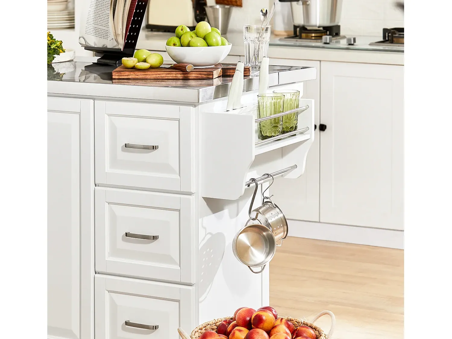 Móvel De Arrumação|Sobuy armário de cozinha, carrinho de cozinha, carrinho de cozinha com rodas FKW41-ST Natural claro