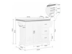 Móvel De Arrumação|Sobuy armário de cozinha, carrinho de cozinha, carrinho de cozinha com rodas FKW41-ST Natural claro