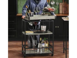 Sobuy armário de cozinha, carrinho de cozinha, carrinho de cozinha com rodas FKW56-HG Cinzento