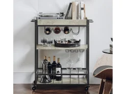 Sobuy armário de cozinha, carrinho de cozinha, carrinho de cozinha com rodas FKW56-HG Cinzento