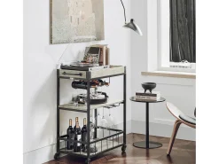 Sobuy armário de cozinha, carrinho de cozinha, carrinho de cozinha com rodas FKW56-HG Cinzento
