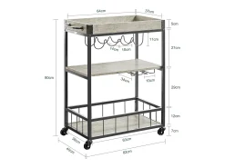 Sobuy armário de cozinha, carrinho de cozinha, carrinho de cozinha com rodas FKW56-HG Cinzento
