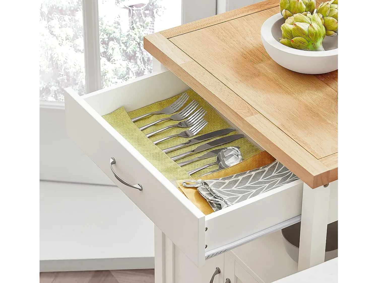 Sobuy armário de cozinha, carrinho de cozinha, carrinho de cozinha com rodas FKW22-WN^ Móvel De Arrumação