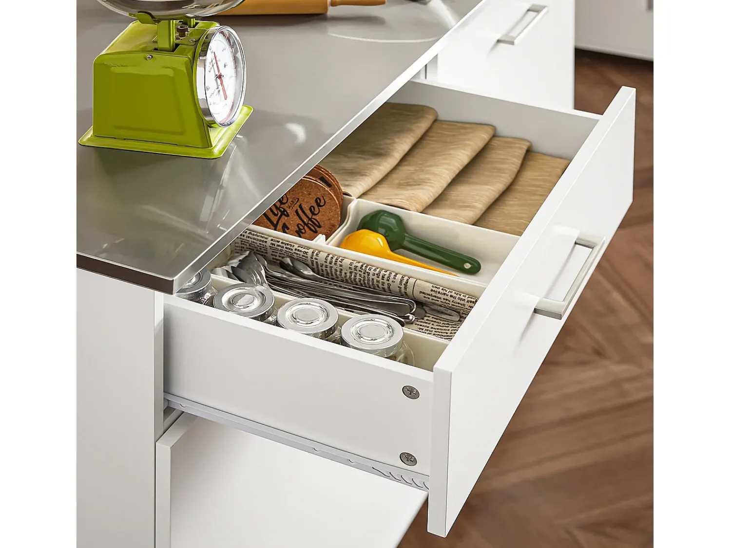 Móvel De Arrumação|Sobuy armário de cozinha, carrinho de cozinha, carrinho de cozinha com rodas FKW117-W Branco