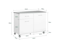 Móvel De Arrumação|Sobuy armário de cozinha, carrinho de cozinha, carrinho de cozinha com rodas FKW117-W Branco
