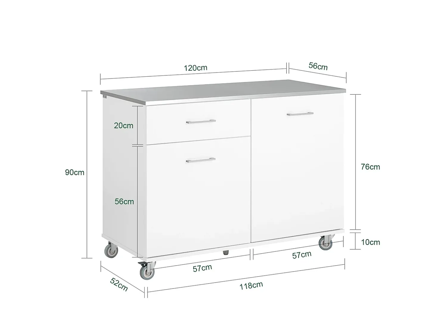 Móvel De Arrumação|Sobuy armário de cozinha, carrinho de cozinha, carrinho de cozinha com rodas FKW117-W Branco