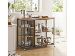 Móvel De Arrumação*Sobuy armário de cozinha, carrinho de cozinha, carrinho de cozinha com rodas SVW18-F Castanho