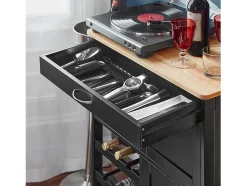 Best Sobuy armário de cozinha, carrinho de cozinha, carrinho de cozinha com rodas FKW45-SCH Preto