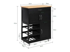 Best Sobuy armário de cozinha, carrinho de cozinha, carrinho de cozinha com rodas FKW45-SCH Preto