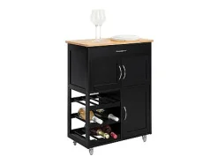 Best Sobuy armário de cozinha, carrinho de cozinha, carrinho de cozinha com rodas FKW45-SCH Preto
