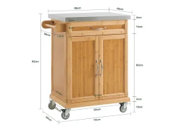 Móvel De Arrumação|Sobuy armário de cozinha, carrinho de cozinha, carrinho de cozinha com rodas FKW13-N Natural claro