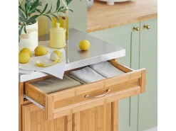 Móvel De Arrumação|Sobuy armário de cozinha, carrinho de cozinha, carrinho de cozinha com rodas FKW13-N Natural claro