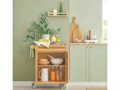 Móvel De Arrumação|Sobuy armário de cozinha, carrinho de cozinha, carrinho de cozinha com rodas FKW13-N Natural claro
