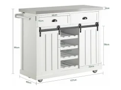 Móvel De Arrumação*Sobuy armário de cozinha, carrinho de cozinha, carrinho de cozinha com rodas FKW94-W Branco