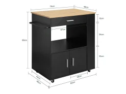 Móvel De Arrumação|Sobuy armário de cozinha, carrinho de cozinha, carrinho de cozinha com rodas FKW113-SCH Preto