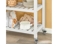 Móvel De Arrumação*Sobuy armário de cozinha, carrinho de cozinha, carrinho de cozinha com rodas FKW68-WN Branco