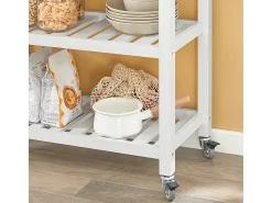 Móvel De Arrumação*Sobuy armário de cozinha, carrinho de cozinha, carrinho de cozinha com rodas FKW68-WN Branco