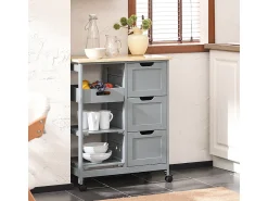 Móvel De Arrumação|Sobuy armário de cozinha, carrinho de cozinha, carrinho de cozinha com rodas FKW79-HG Cinzento
