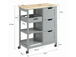 Móvel De Arrumação|Sobuy armário de cozinha, carrinho de cozinha, carrinho de cozinha com rodas FKW79-HG Cinzento