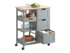 Móvel De Arrumação|Sobuy armário de cozinha, carrinho de cozinha, carrinho de cozinha com rodas FKW79-HG Cinzento