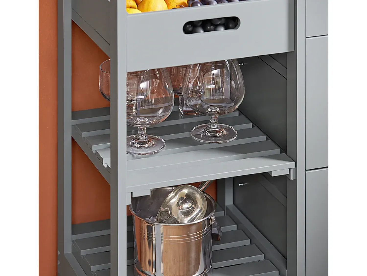 Móvel De Arrumação|Sobuy armário de cozinha, carrinho de cozinha, carrinho de cozinha com rodas FKW79-HG Cinzento