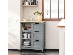 Móvel De Arrumação|Sobuy armário de cozinha, carrinho de cozinha, carrinho de cozinha com rodas FKW79-HG Cinzento