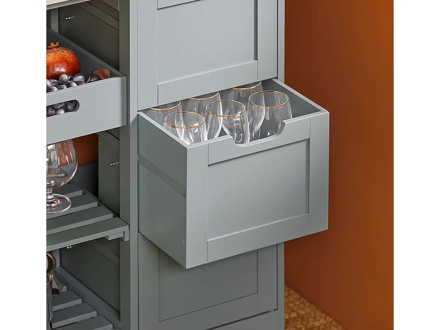 Móvel De Arrumação|Sobuy armário de cozinha, carrinho de cozinha, carrinho de cozinha com rodas FKW79-HG Cinzento