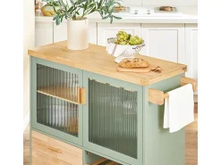 Best Sobuy armário de cozinha, carrinho de cozinha, carrinho de cozinha com rodas FKW114-GR Verde