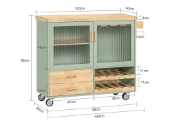 Best Sobuy armário de cozinha, carrinho de cozinha, carrinho de cozinha com rodas FKW114-GR Verde