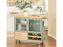 Best Sobuy armário de cozinha, carrinho de cozinha, carrinho de cozinha com rodas FKW114-GR Verde