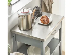 Sobuy armário de cozinha, carrinho de cozinha, carrinho de cozinha com rodas FKW22-HG Cinzento