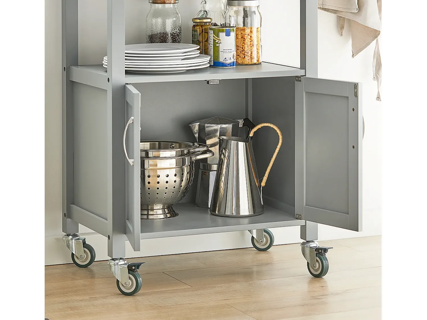 Sobuy armário de cozinha, carrinho de cozinha, carrinho de cozinha com rodas FKW22-HG Cinzento