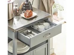 Sobuy armário de cozinha, carrinho de cozinha, carrinho de cozinha com rodas FKW22-HG Cinzento