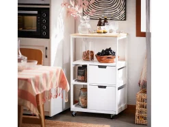 New Sobuy armário de cozinha, carrinho de cozinha, carrinho de cozinha com rodas FKW111-WN Branco