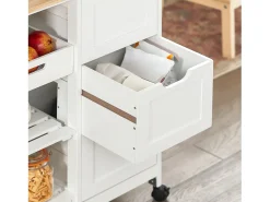 Móvel De Arrumação*Sobuy armário de cozinha, carrinho de cozinha, carrinho de cozinha com rodas FKW79-W Branco