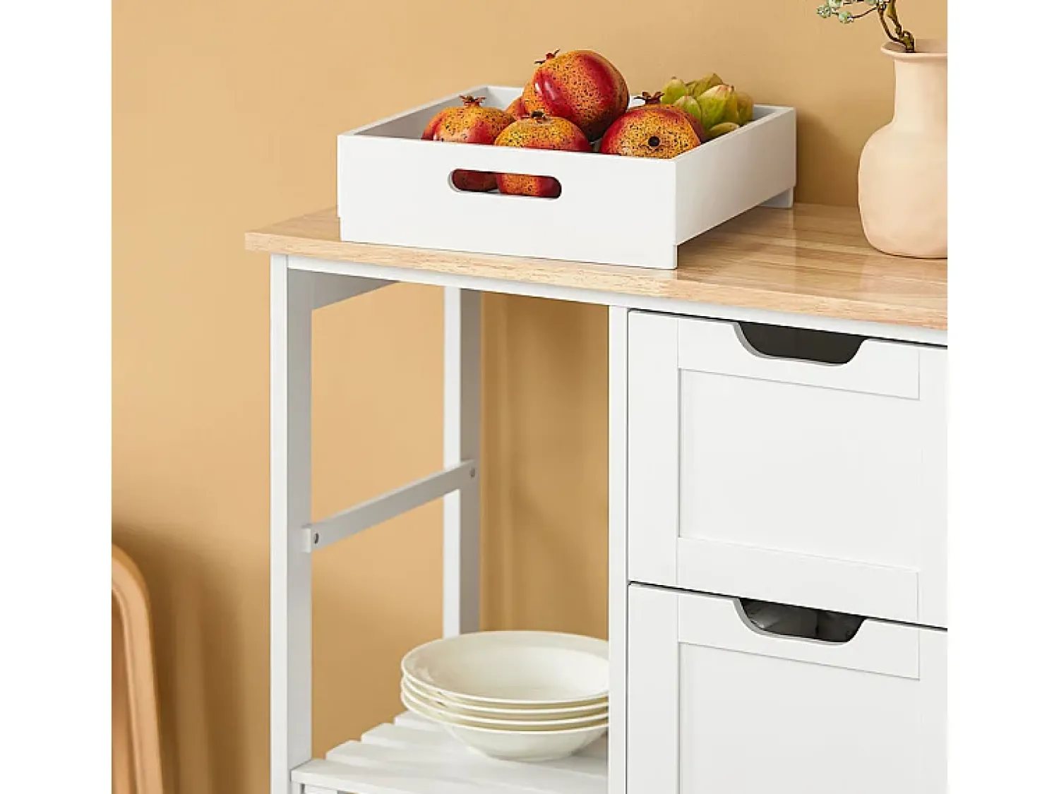 Móvel De Arrumação*Sobuy armário de cozinha, carrinho de cozinha, carrinho de cozinha com rodas FKW79-W Branco