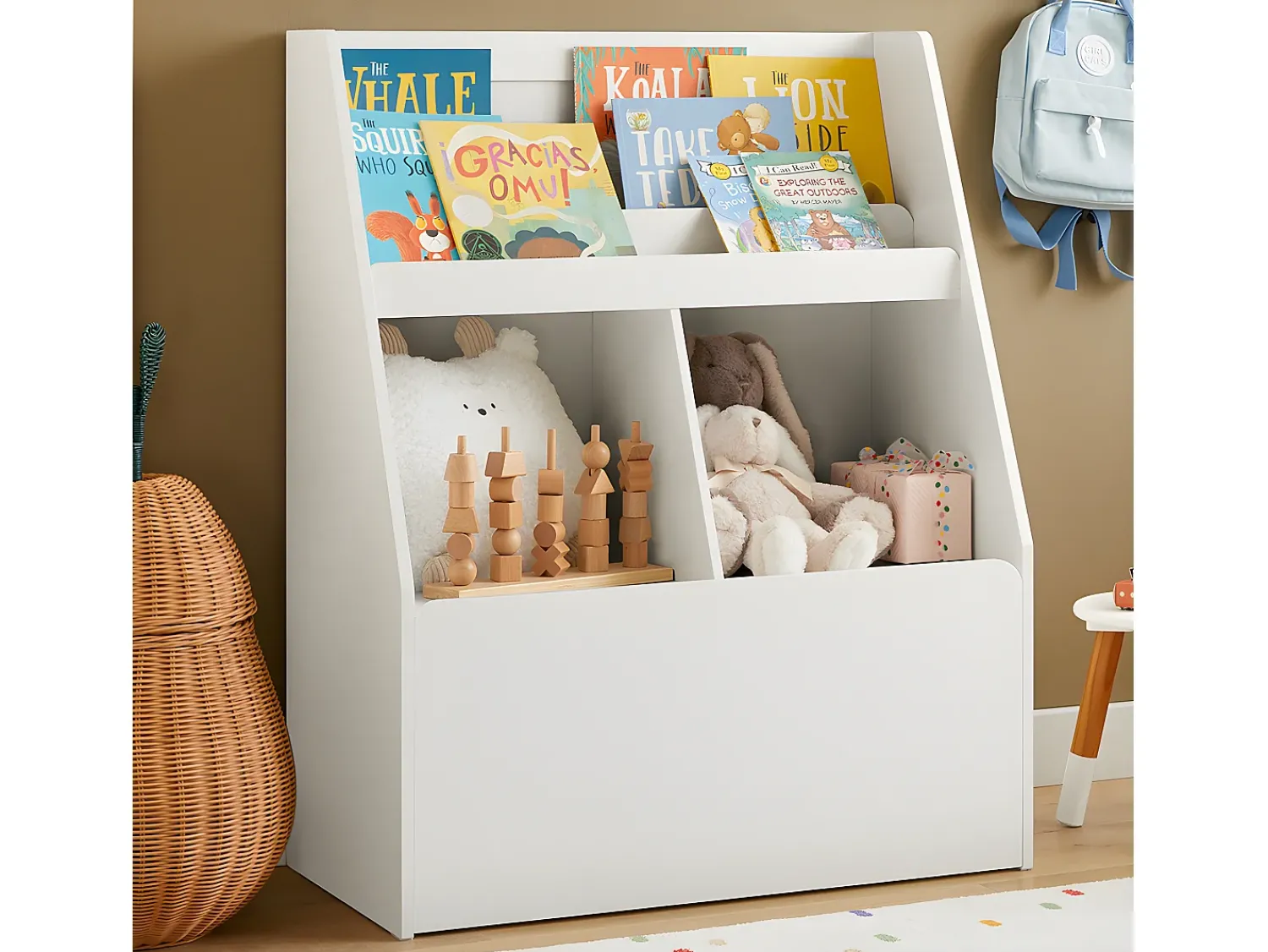 Biblioteca|Sobuy armário de criança, armário de livros infantis, armário infantil KMB83-W Branco