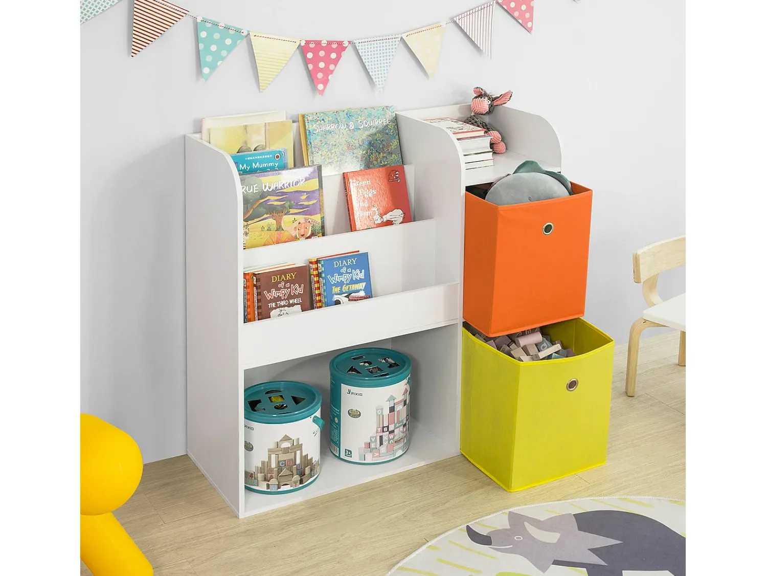 Sobuy armário de criança, armário de livros infantis, armário infantil KMB37-W^ Biblioteca
