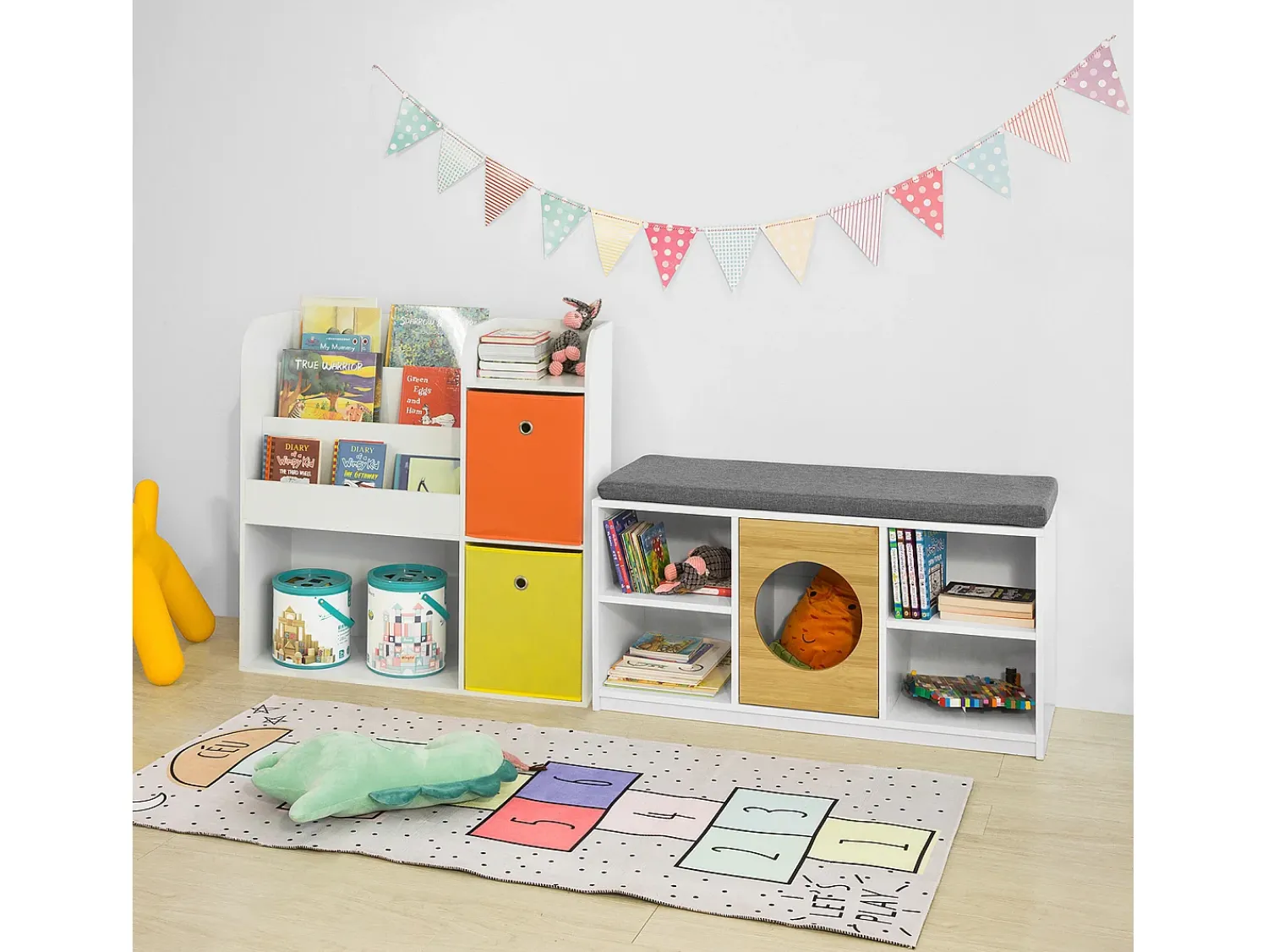 Sobuy armário de criança, armário de livros infantis, armário infantil KMB37-W^ Biblioteca
