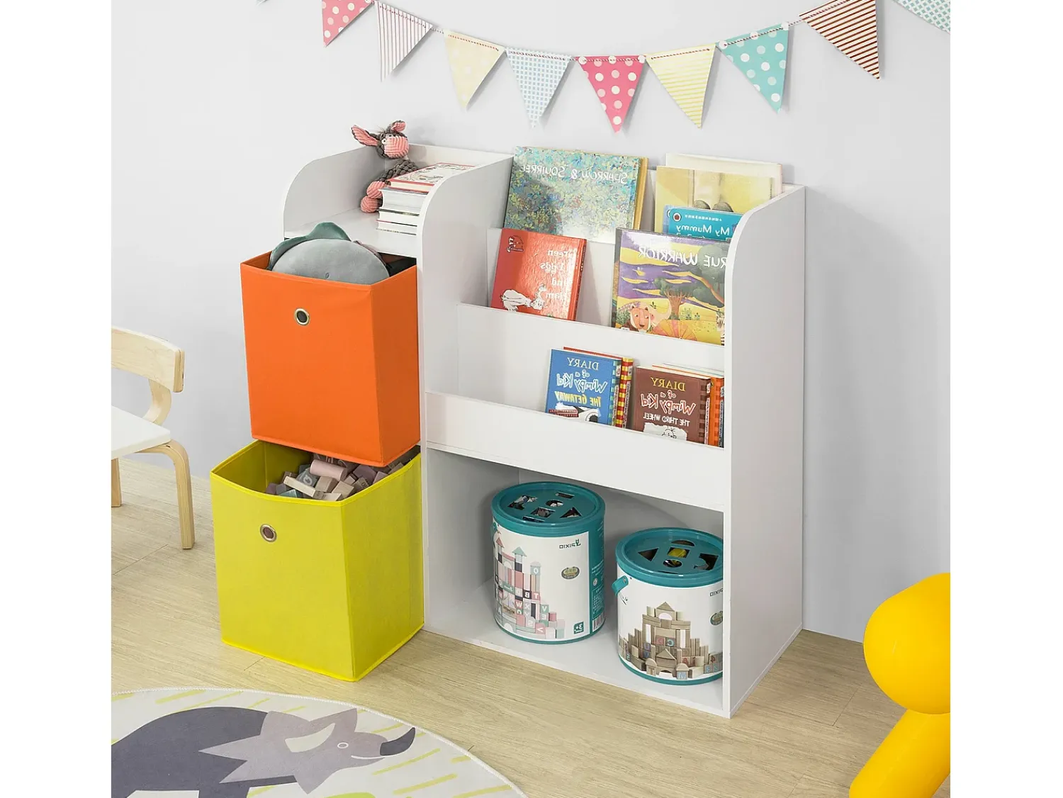 Sobuy armário de criança, armário de livros infantis, armário infantil KMB37-W^ Biblioteca