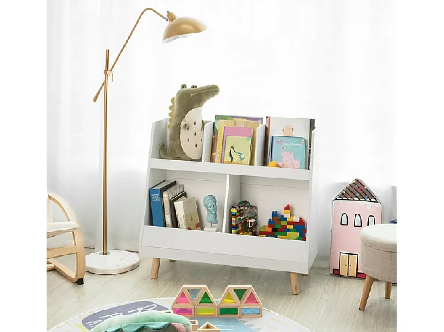 Prateleira|Sobuy armário de criança, armário de livros infantis, armário infantil KMB19-W Branco